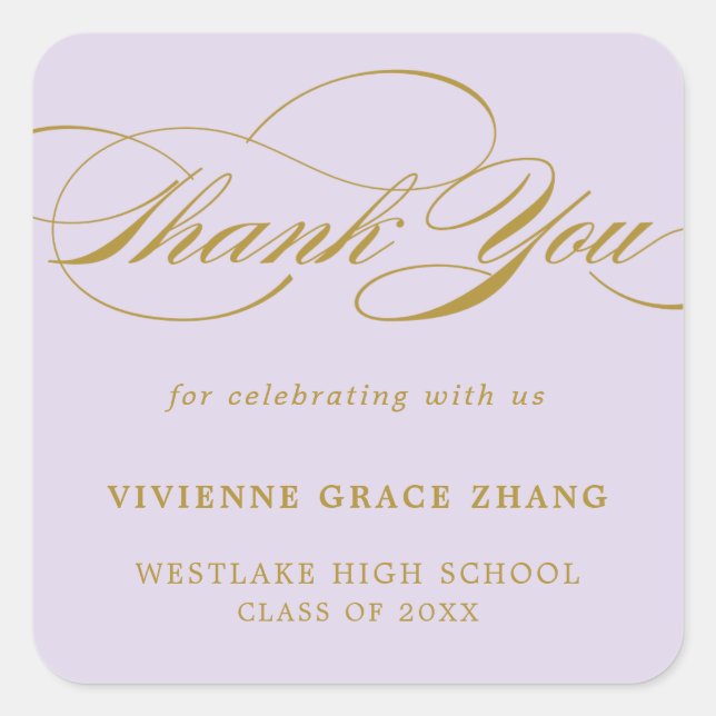 STYLISH ELEGANT SCRIPT THANK YOU STICKER (Front)