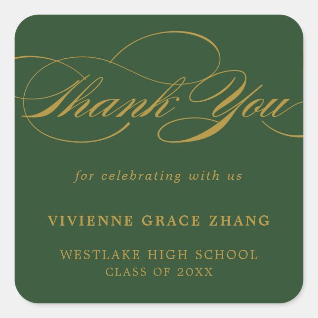 STYLISH ELEGANT SCRIPT THANK YOU STICKER (Front)