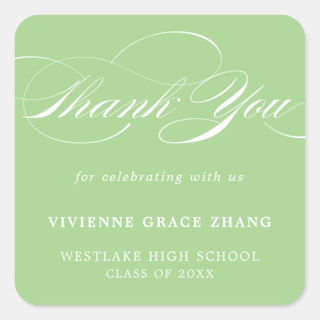 STYLISH ELEGANT SCRIPT THANK YOU STICKER (Front)