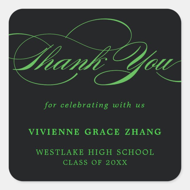 STYLISH ELEGANT SCRIPT THANK YOU STICKER (Front)