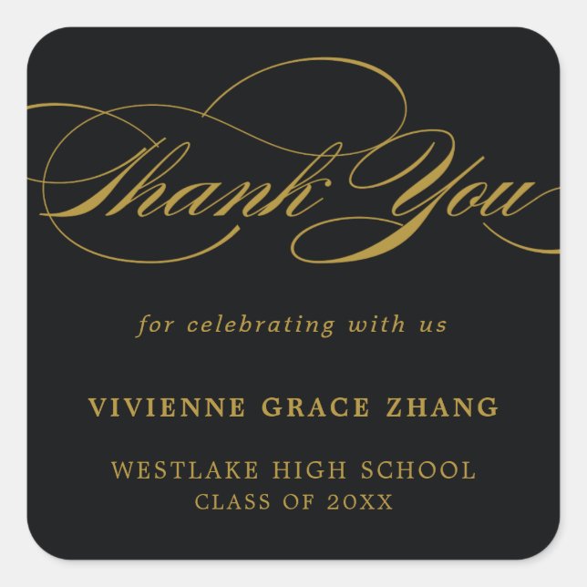 STYLISH ELEGANT SCRIPT THANK YOU STICKER (Front)