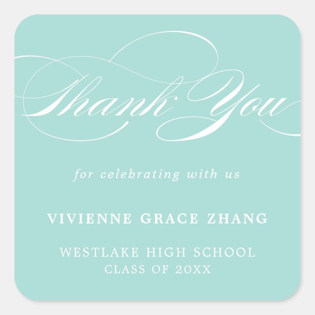 STYLISH ELEGANT SCRIPT THANK YOU STICKER (Front)