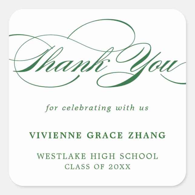 STYLISH ELEGANT SCRIPT THANK YOU STICKER (Front)
