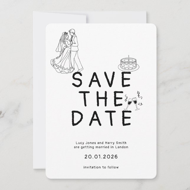 Stylish Elegant Script Wedding Save the Date Card (Front)