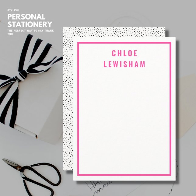 Stylish Elegant Simple Pink Border Polka Dot  Card (Creator Uploaded)