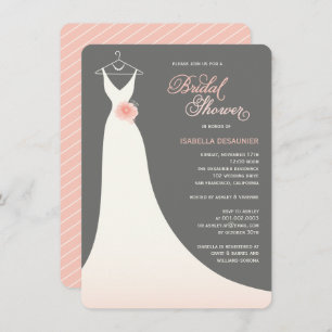 Stylish Elegant Wedding Gown Pink Bridal Shower Invitation