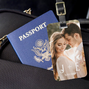 Stylish Elegant Wedding Photo Luggage Tag
