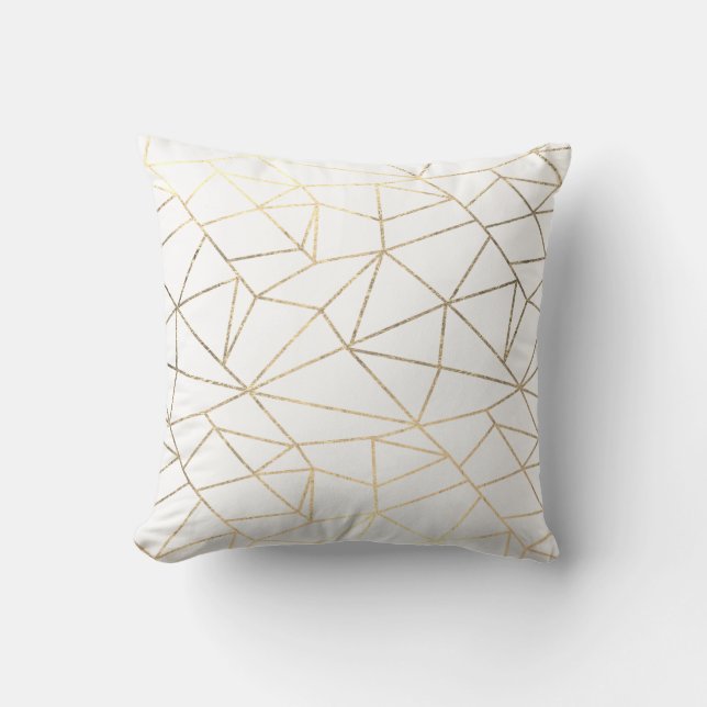 Stylish elegant white gold geometrical cushion (Front)
