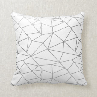Stylish elegant white silver geometrical cushion