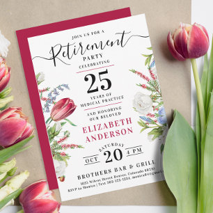 Stylish Elegant Wild Flowers Retirement Party Invitation