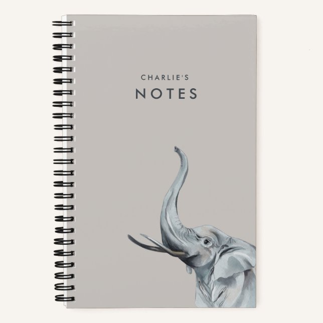 Stylish Elephant Personalised Notebook (Front)
