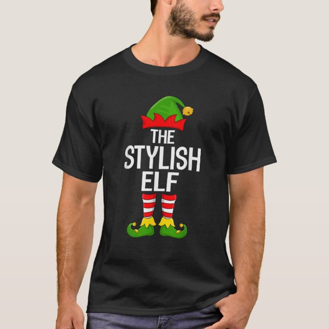 Stylish Elf Xmas Matching Family Elf Squad Christm T-Shirt (Front)