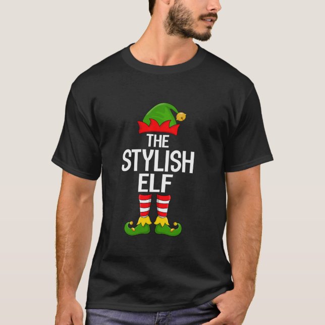 Stylish Elf Xmas Matching Family Elf Squad Christm T-Shirt (Front)