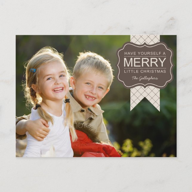 Stylish Embellishment Christmas Photo Card (Front)