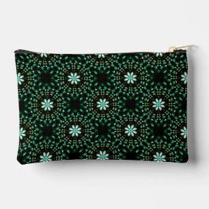 Stylish Emerald & Pearl Abstract Dot Art Pattern Accessory Pouch