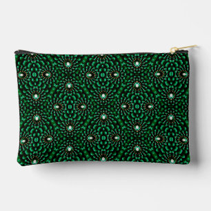 Stylish Emerald & Pearl Abstract Dot Art Pattern Accessory Pouch