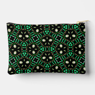 Stylish Emerald & Pearl Abstract Dot Art Pattern Accessory Pouch