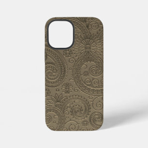 Stylish Etched Gold Paisley Floral Pattern iPhone 12 Mini Case