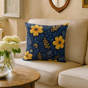 Stylish Ethnic Mediterranean Floral Art Pattern Cushion