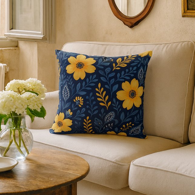 Stylish Ethnic Mediterranean Floral Art Pattern Cushion (Creator Uploaded)