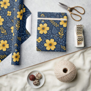 Stylish Ethnic Mediterranean Floral Art Pattern Wrapping Paper