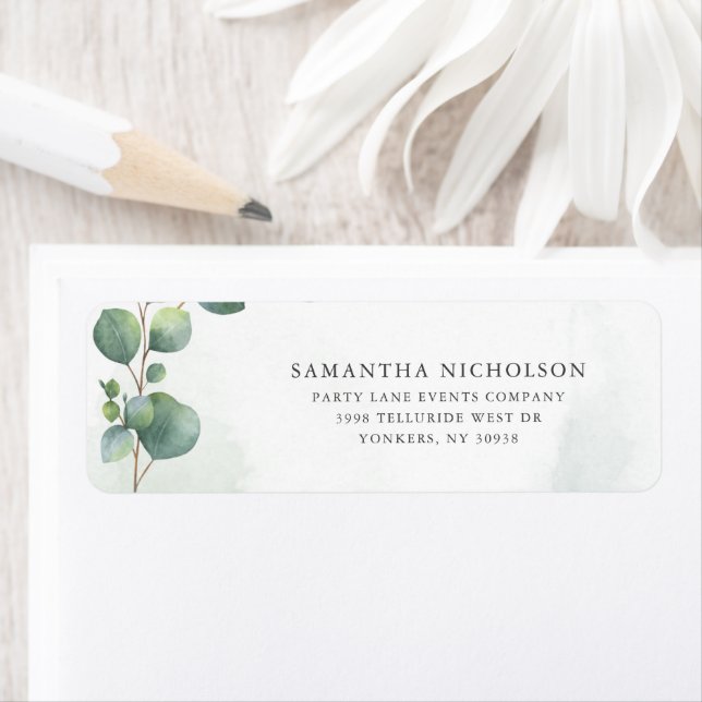 Stylish Eucalyptus Botanical Return Address Return Address Label (Insitu)