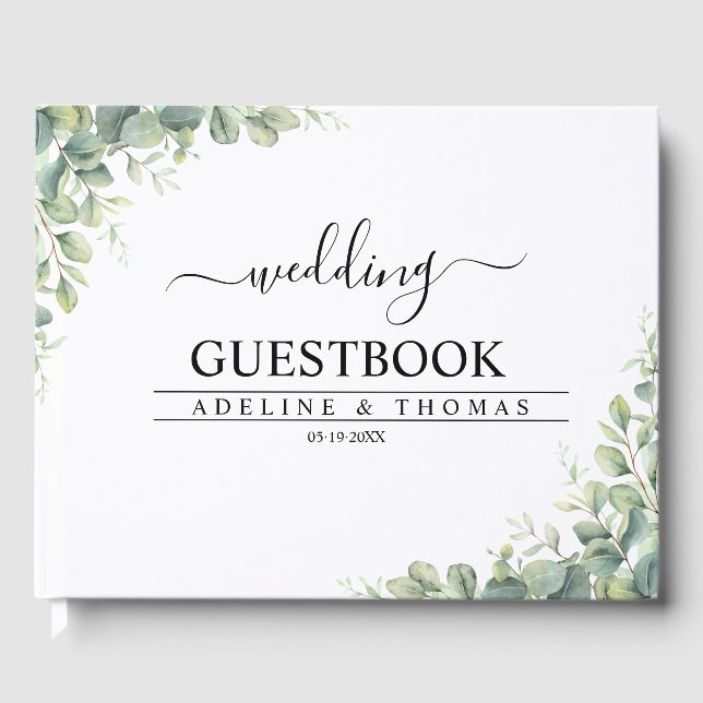 Stylish eucalyptus greenery guest book (Front)