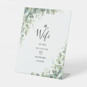 Stylish eucalyptus greenery pedestal sign