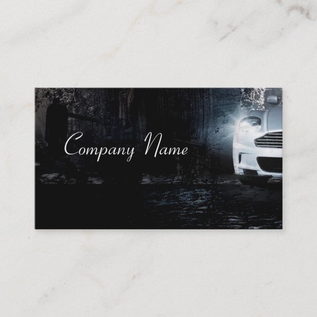 Stylish exotic sport car in dark business card (Front)