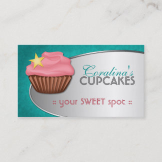 Stylish Fab Teal & Pink Cupcake Business Cards