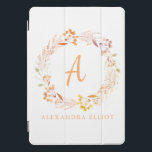 Stylish Fall Floral Watercolor Boho Personalised  iPad Pro Cover<br><div class="desc">Pretty hand painted watercolor floral wreath in lovely fall colours,  personalised with your name and initial.</div>
