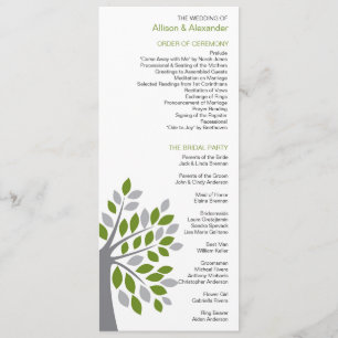 Stylish Fall Green Tree Wedding Program