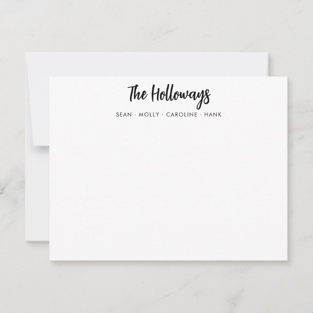 Stylish Family Name Black Handwritten Script Font Card (Front)