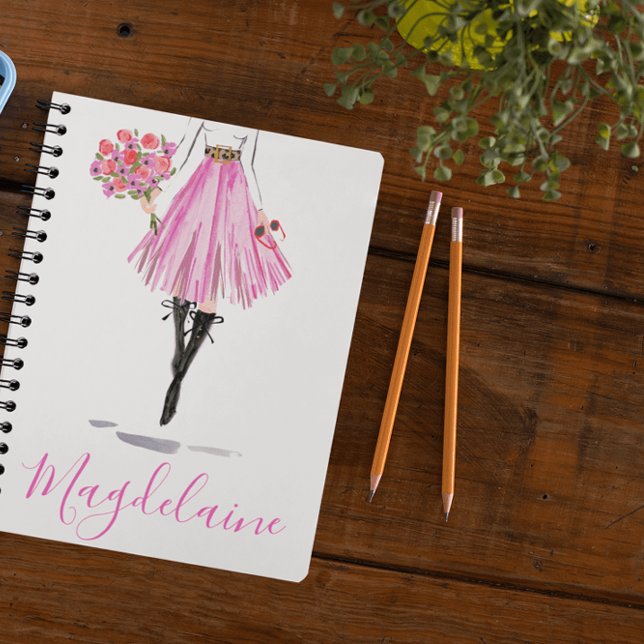 Stylish Fashion Pink Skirt Flowers Woman Journal (Creator Uploaded)