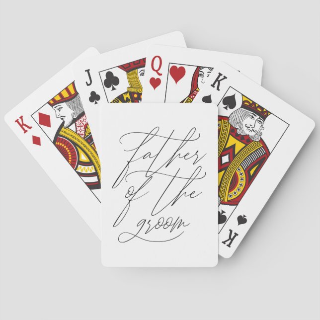 Stylish Father of the Groom Calligraphy Script Playing Cards (Back)