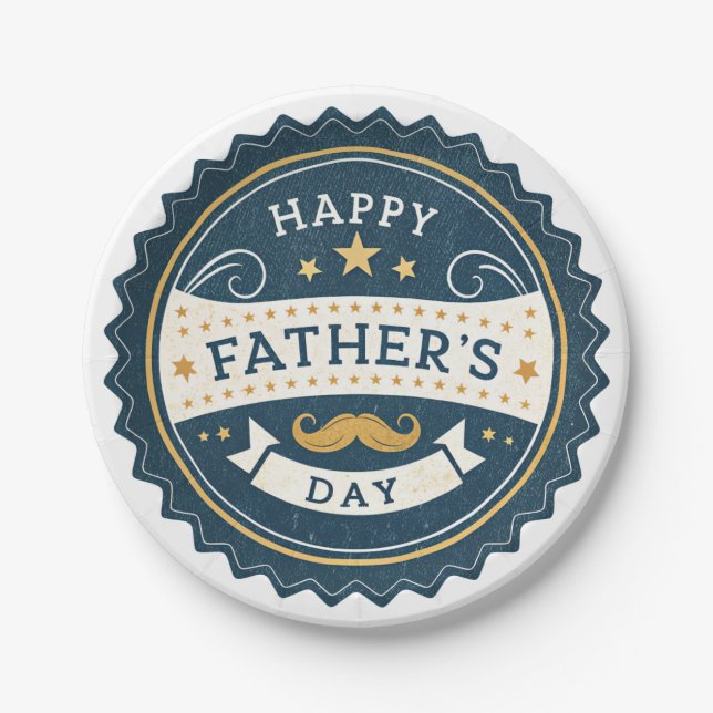 Stylish Father’s Day Watch – Retro Badge Design wi Paper Plate (Front)