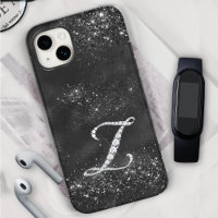 Stylish faux Crystal rhinestone letter Z black