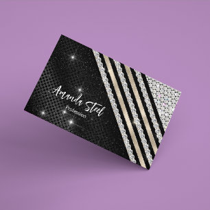 Stylish faux Crystal silver And black Personalised Magnetic Business Card