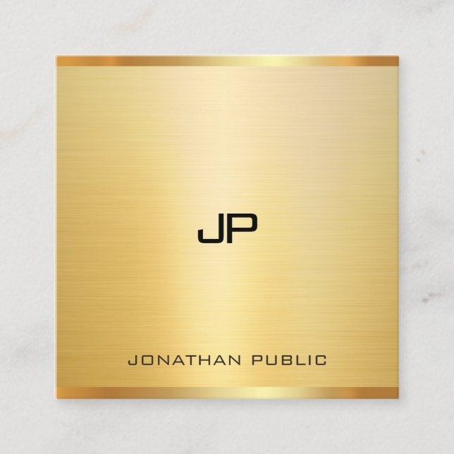 Stylish Faux Gold Elegant Template Modern Trendy Square Business Card (Front)