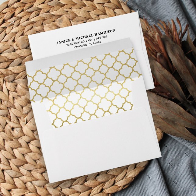 Stylish Faux Gold Geometric Pattern Lined Envelope (Creator Uploaded)