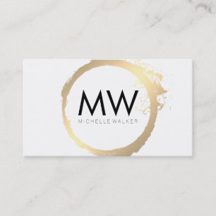 Stylish Faux Gold Ring with Chic Monogram Business Card