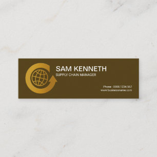 Stylish Faux Gold Round Global Arrow Import Export Mini Business Card