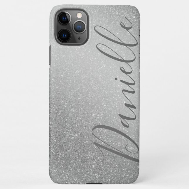 Stylish Faux Grey Glitter Silver Background Custom iPhone Case (Back)