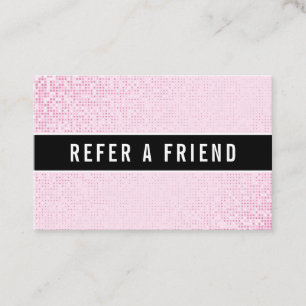 Stylish Faux Pink Sequin Salon Referral Customer Business Card