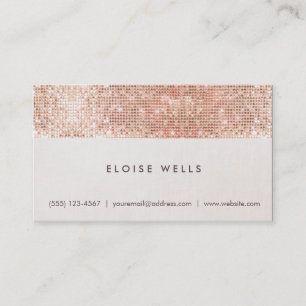 Stylish Faux Rose Gold Sequins Linen Fun Trendy Business Card