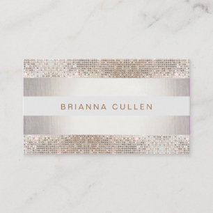 Stylish Faux Sequin Stripe Beauty and Fashion Business Card