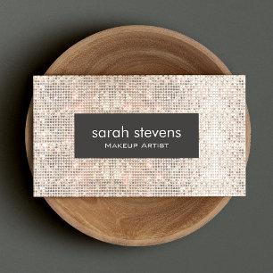 Stylish Faux Silver Sequins Beauty Fashion Retro Business Card