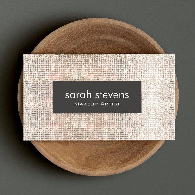 Stylish Faux Silver Sequins Beauty Fashion Retro Business Card (Creator Uploaded)