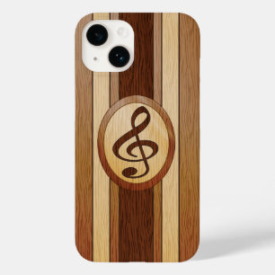 Stylish Faux Wood Treble Clef Inlay Case-Mate iPhone 14 Case