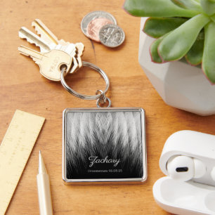 Stylish Feathers Monogrammed Key Ring